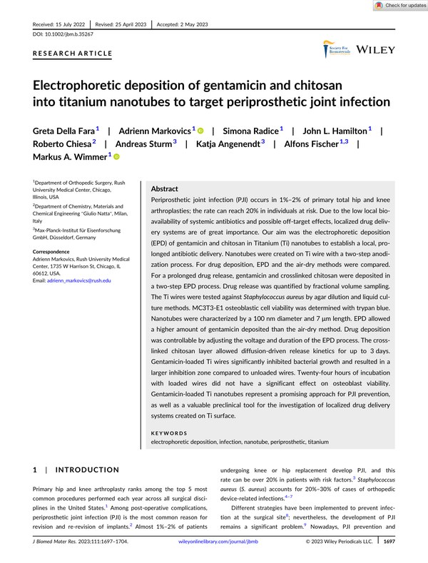 First page of Della Fara 2023 paper